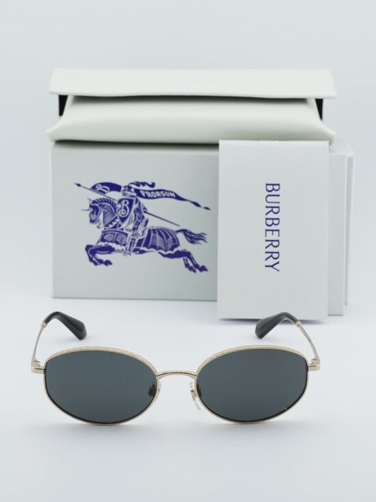 Burberry BE3169 110987 Oval Sunglasses - Gold/Grey
